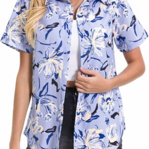 Women's Button-Down Tropical Print Hawaiian Luau Shirt