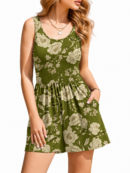 Women's Casual Scoop Neck Sleeveless Beach Romper