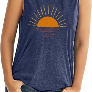 Women's Good Vibes Sunrise Graphic Summer Tank Top