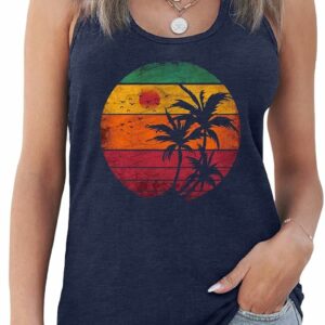 Women's Tropical Coconut Sun Graphic Summer Tank Top
